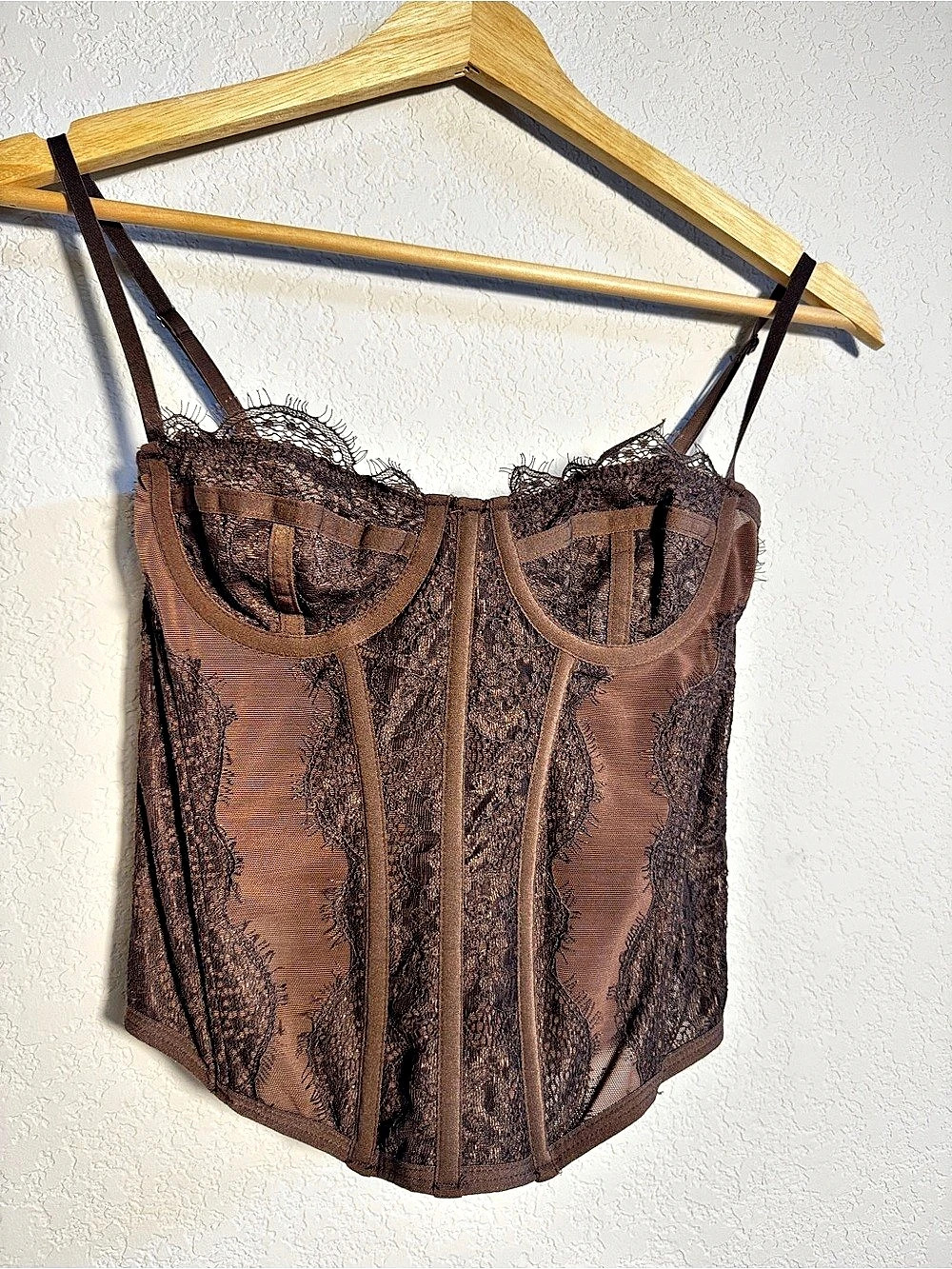 Out from Under Lace Bustier in Brown Size Small Like New ren faire romantic
